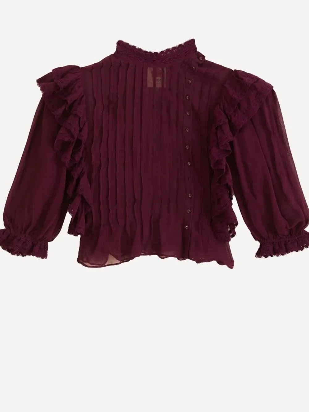 FARM Rio Burgundy Ruffled Blouse